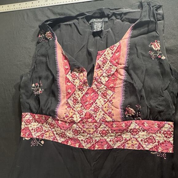 VINTAGE ECI New York Silk A-Line Dress Women Size 8 Beaded Sheer - Picture 3 of 6